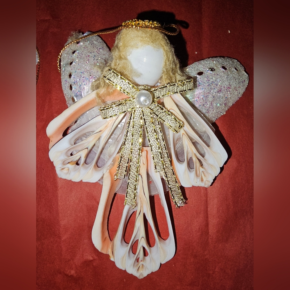 Seashell Folk Art Ornaments Lot Of 10 Beach Ocean Decor Native Angels Phillipine - Picture 12 of 14